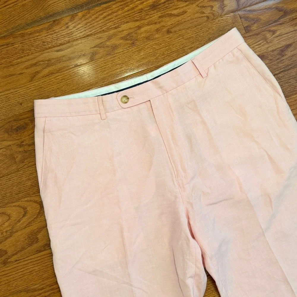Vineyard Vines Clubhouse Linen Silk Pants Mens 38x32 Pink Summer Golf Preppy